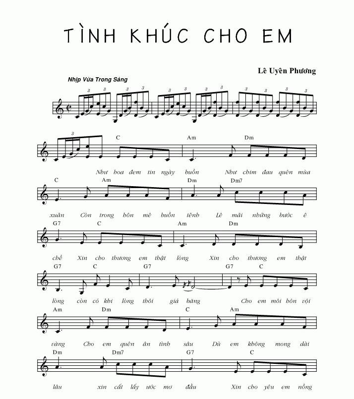 Sheet nhạc Tình Khúc Cho Em